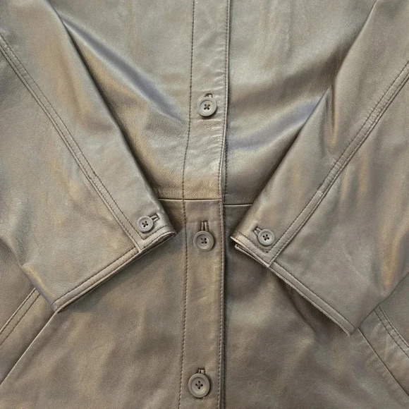 Vintage Centigrade Leather Button Down Shacket Shirt Jacket Brown Womens Size 1X - Picture 5 of 12